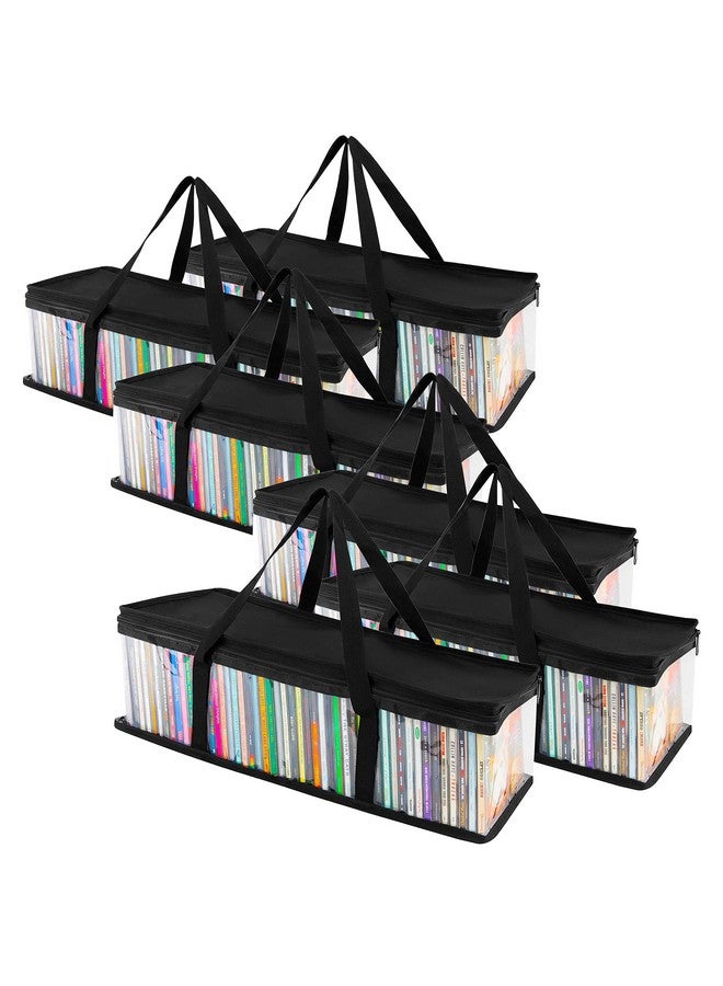 Stock Your Home CD Storage Bags (6 Pack) - Transparent PVC Media Storage - Water Resistant CD Holder Case with Handles - Clear Plastic Carrying Game Bag Storage for CDs, Albums, Video Games, Books - Stock Your Home - Image 1