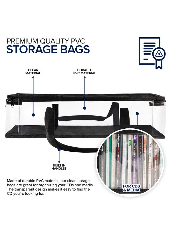 Stock Your Home CD Storage Bags (6 Pack) - Transparent PVC Media Storage - Water Resistant CD Holder Case with Handles - Clear Plastic Carrying Game Bag Storage for CDs, Albums, Video Games, Books - Stock Your Home - Image 2