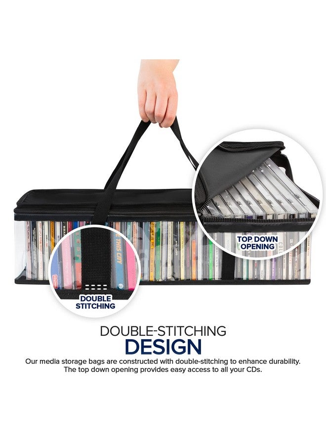 Stock Your Home CD Storage Bags (6 Pack) - Transparent PVC Media Storage - Water Resistant CD Holder Case with Handles - Clear Plastic Carrying Game Bag Storage for CDs, Albums, Video Games, Books - Stock Your Home - Image 4