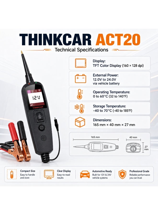 THINKCAR ACT20 Automotive Electrical Circuit Tester With Digital Display, Voltage Testing, Power Injection And Short Circuit Detection - Image 4