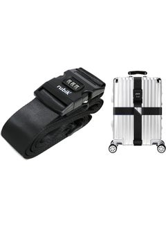 Rubik 160 Inch Cross Luggage Strap with 3 Number Password Lock, Premium Adjustable Travel Packing Belt for Bag Baggage Suitcase Safety (1 Pack) Black  - Image 1