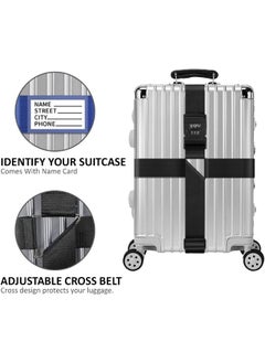 Rubik 160 Inch Cross Luggage Strap with 3 Number Password Lock, Premium Adjustable Travel Packing Belt for Bag Baggage Suitcase Safety (1 Pack) Black  - Image 2