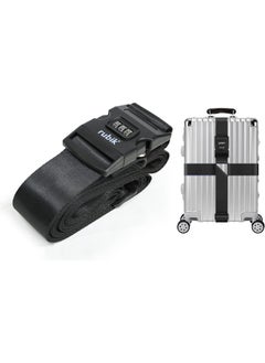 Rubik 160 Inch Cross Luggage Strap with 3 Number Password Lock, Premium Adjustable Travel Packing Belt for Bag Baggage Suitcase Safety (1 Pack) Black  - Image 5