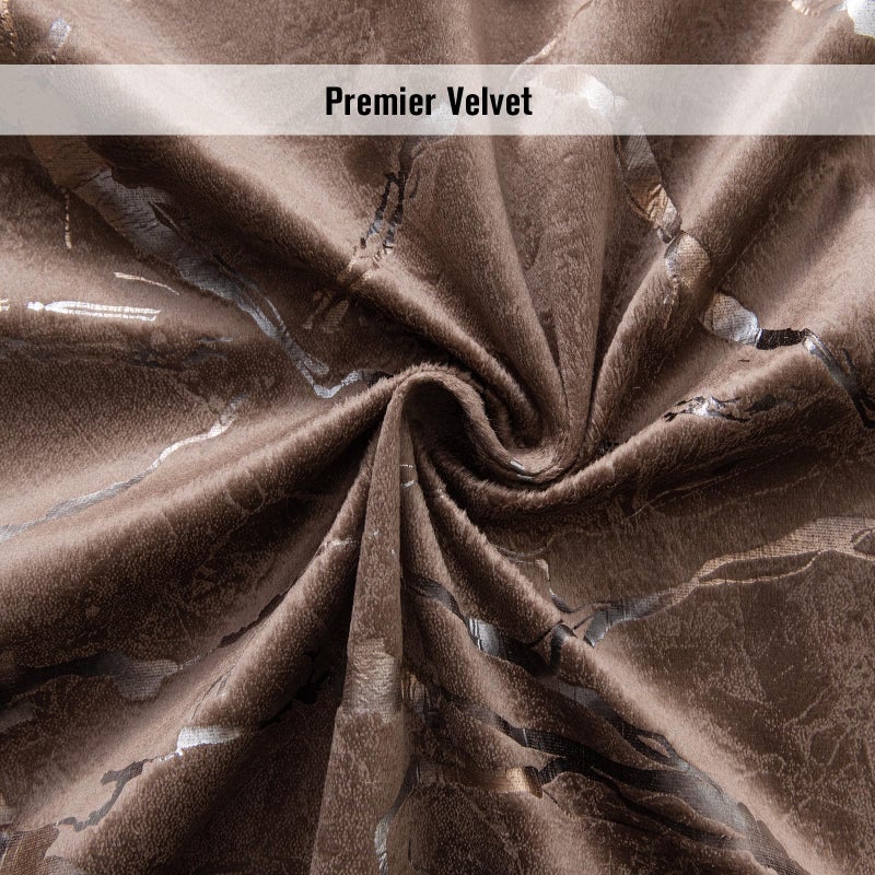 Petrichor Luxury Dark Taupe Velvet Curtains, Gold & Silver Foil Marble Pattern, 85% Light Blocking, Thermal Drapes, 52" Wide x 84" Long, 2 Panels for Bedroom and Living Room - Image 4