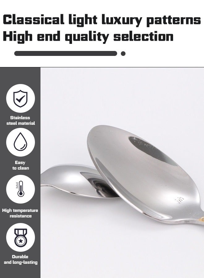 Five-piece set of stainless steel tableware, high-grade sense of palace retro, food-grade stainless steel, comfortable to the touch, easy to grasp, smooth edges without scraping, mirror polishing. - Image 4