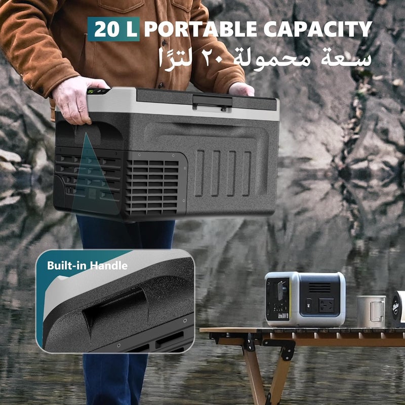EUHOMY 20L Portable Car Refrigerator, -20°C to 20°C, 12V Camping Fridge Electric Cooler 12/24V DC 110-240V AC, 45W Car Freezer with Handle ثلاجة سيارة for Camping/Travel/Home/Truck/RV/Boating - Image 3