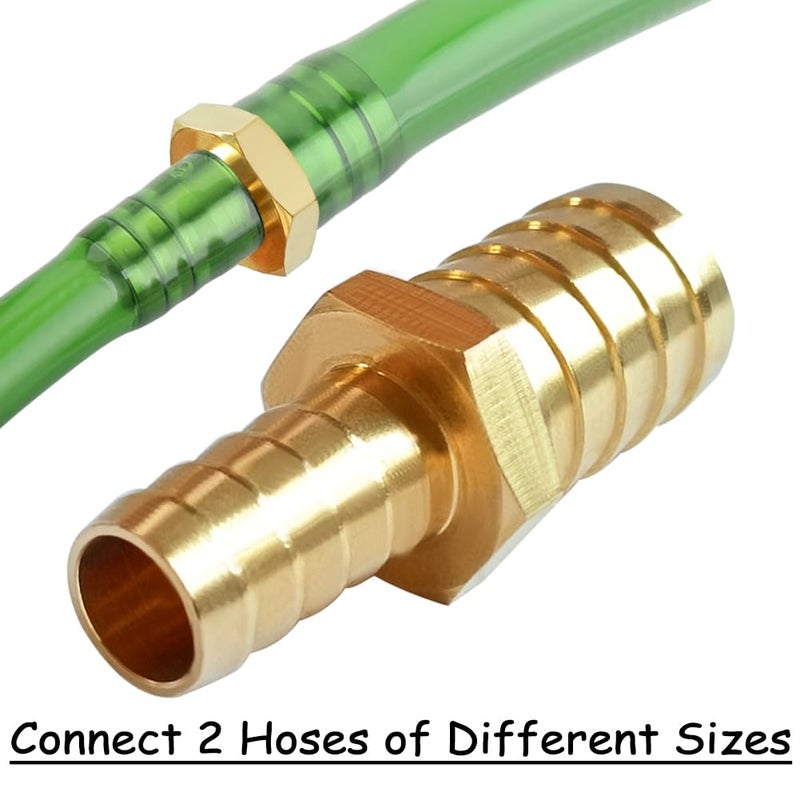 Uenede 2Pcs Brass 1/4"" To 1/2"" Od Barb Reducer Barbed Hose Fittings With 4 Stainless Steel Clamps Hex Reducing Splicer Mender Fitting For Water/Oil/Gas - Image 3