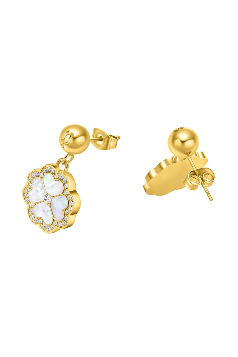 بوليس Flora Gold Plated Ladies Earrings With Mother of Pearl 15MMPEJLE0003204