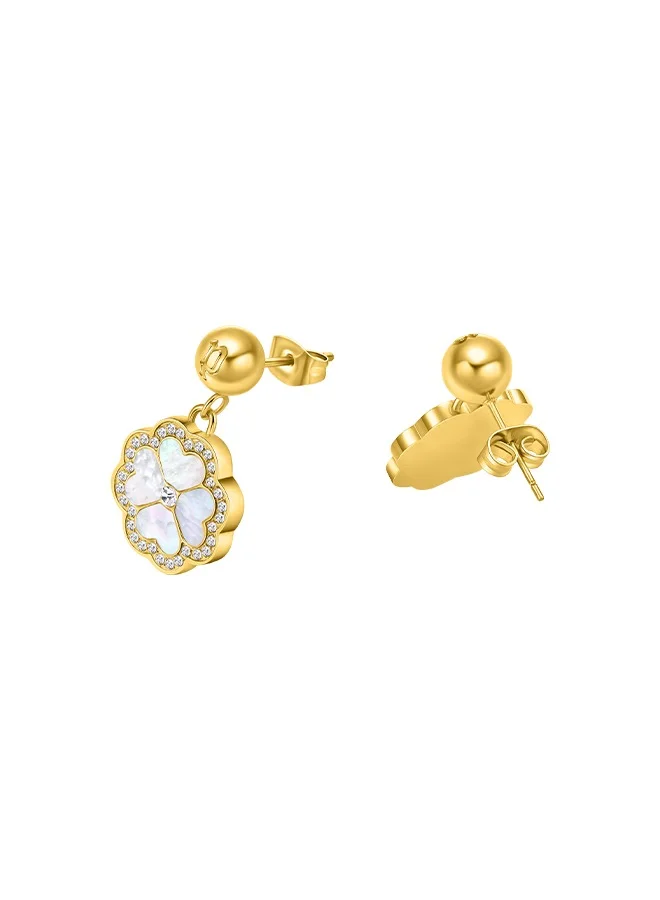 بوليس Flora Gold Plated Ladies Earrings With Mother of Pearl 15MMPEJLE0003204