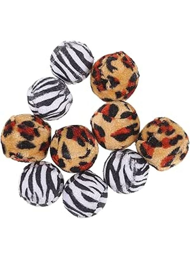 Leopard Print Interactive Catnip Balls 10pcs Soft Plush Toy Indoor Cats Exercise Random Color - Image 1