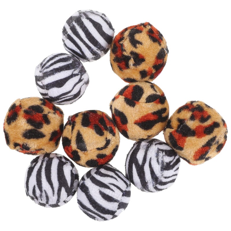 Leopard Print Interactive Catnip Balls 10pcs Soft Plush Toy Indoor Cats Exercise Random Color - Image 2