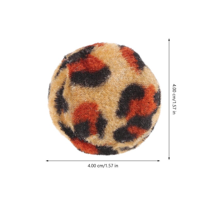 Leopard Print Interactive Catnip Balls 10pcs Soft Plush Toy Indoor Cats Exercise Random Color - Image 3