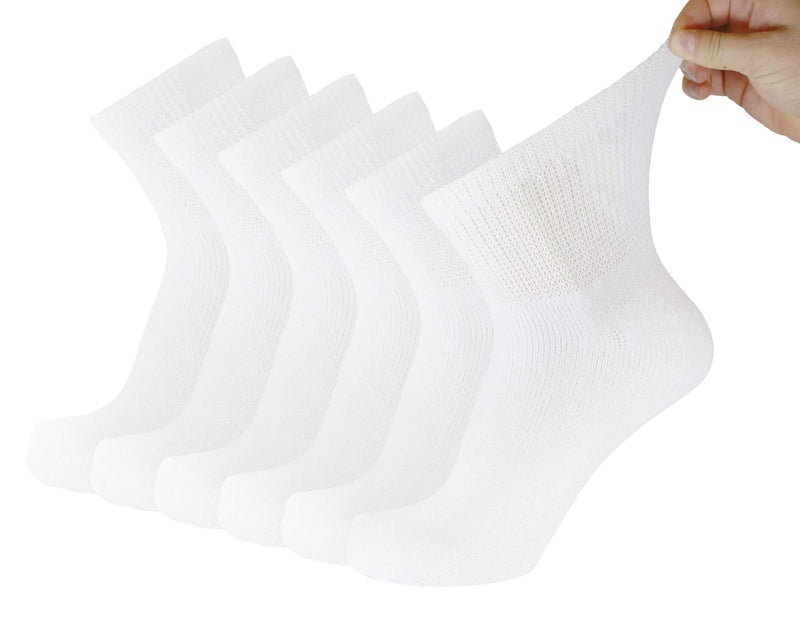 Brooklyn Socks Big and Tall Diabetic Neuropathy Ankle Socks, King Size Mens Athletic Quarter Socks (13-16, White) - 6 Pairs - Image 1