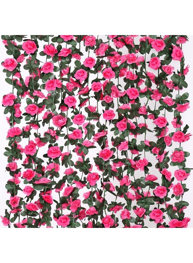 KHOYIME 9 Pack 72 FT Artificial Flower Garland, Fake Rose Red Roses Vines Silk Flowers Faux Plastic Outdoor Hanging Floral Ivy Garland Decoration for Wedding Arch Bedroom Home Wall Backdrop Room Decor - Image 1
