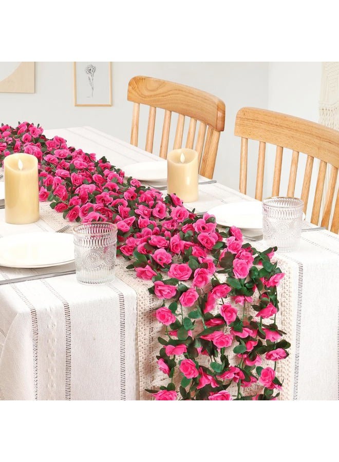 KHOYIME 9 Pack 72 FT Artificial Flower Garland, Fake Rose Red Roses Vines Silk Flowers Faux Plastic Outdoor Hanging Floral Ivy Garland Decoration for Wedding Arch Bedroom Home Wall Backdrop Room Decor - Image 3