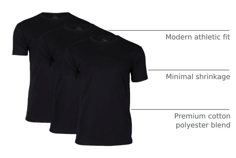 True Classic Mens T-Shirts – Short Sleeve Crew Neck T Shirts for Man, Cotton Blend Plain Novelty Men's T-Shirts, Pack of 3, Black, L - Image 4
