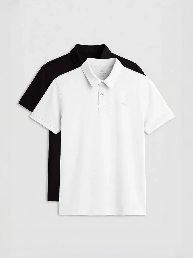 تومي لايف TOMMY Men's Cotton-Blend Polo T-Shirt