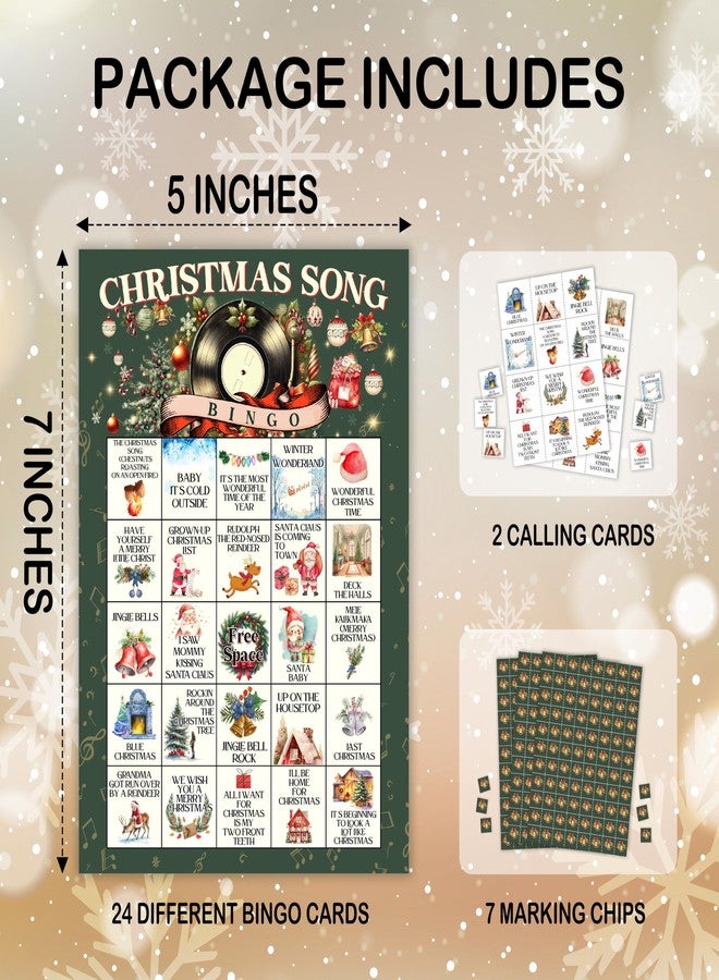 Mueddur Christmas Song Bingo Game Card, Xmas Party Bingo Set for Adults Large Group Family Friends, Christmas Winter Holiday Games for 24 Players -31 - Image 3