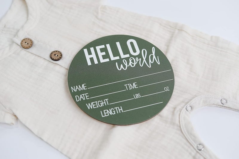 Al Raied ARS® Baby Announcement Sign for Newborns - Hello World Nursery Decor Sign & Photo Prop - 6" Green Circle Board - Image 5
