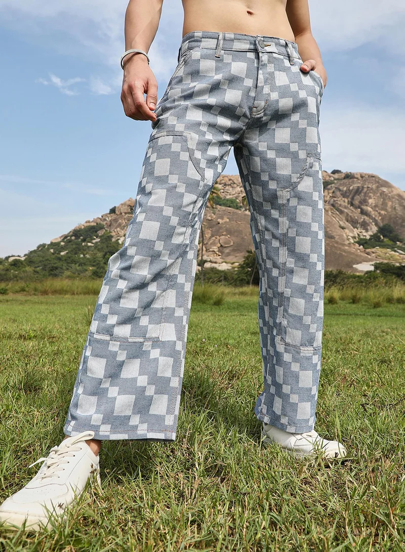 Men's Navy Blue Cubic Straight-Fit Denim Jeans For Casual Wear | Mid-Rise | Dark-Wash | Button Closure | Denim Jeans Crafted With Comfort Fit For Everyday Wear