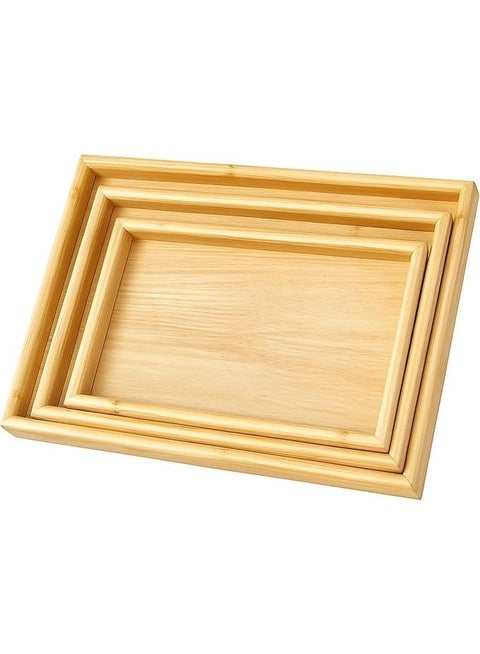 Natural wood serving tray set – 3 pieces, various sizes, for kitchen and hospitality