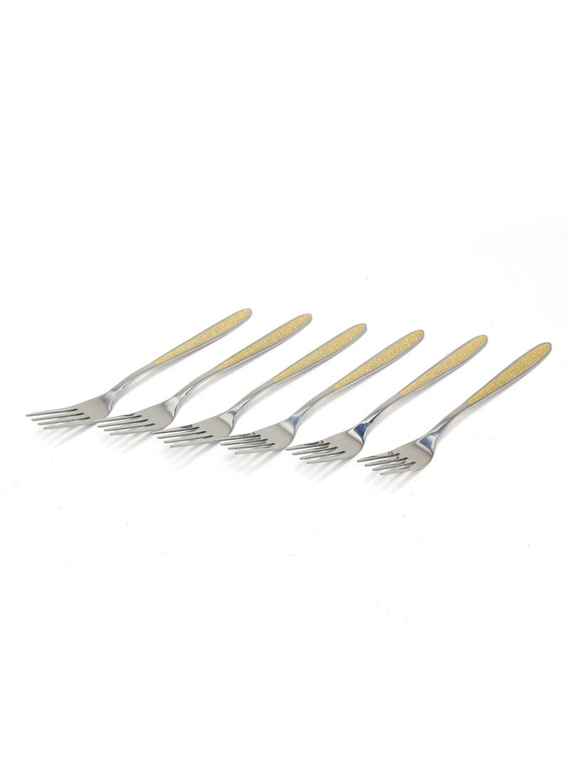 BLACKSTONE Set of 6 Stainless Steel Fork – 18.5cm Golden Design, Elegant and Durable Dining Utensil  - Image 1