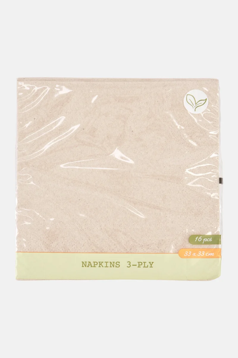Muy Mucho 16 Pcs 3 Ply Paper Napkins, Taupe