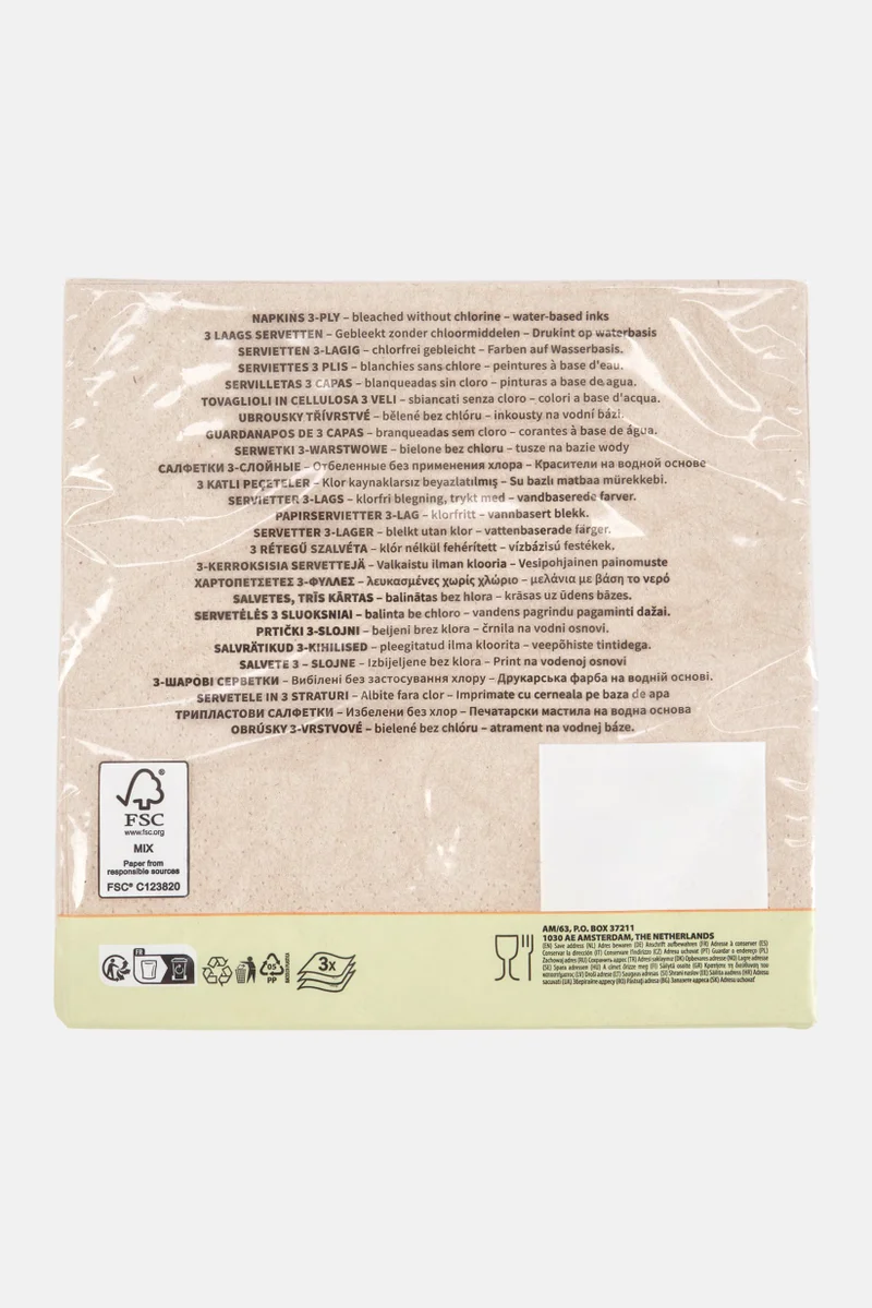 Muy Mucho 16 Pcs 3 Ply Paper Napkins, Taupe