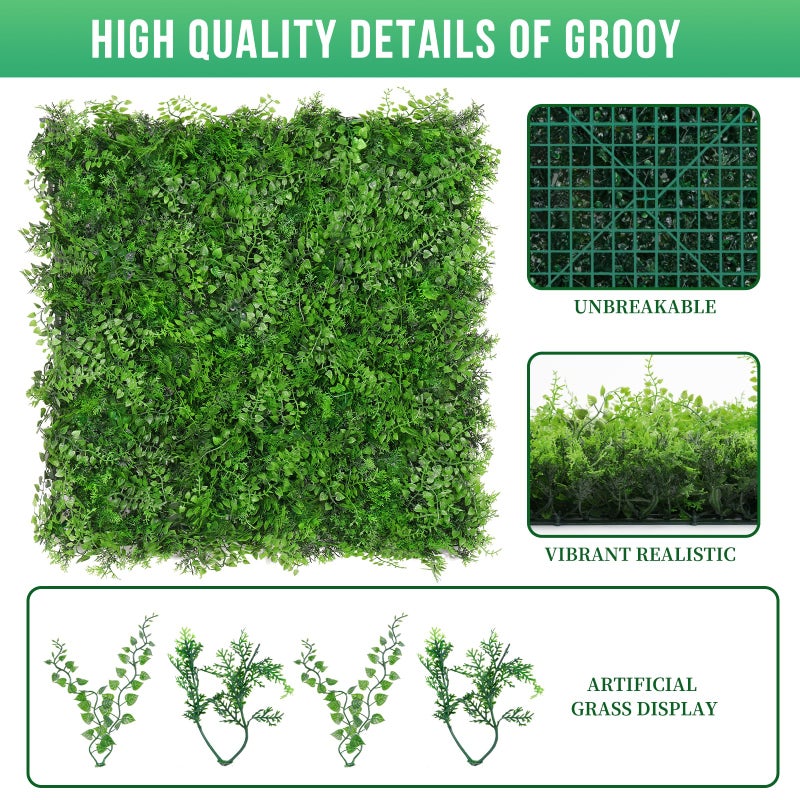 Grooy 20"x20" Artificial Hedge Grass Wall, 12PCS Boxwood Panels, Greenery Backdrop Panles, UV Protected Privacy Fence Screen, Green Wall Decor for Outdoor Indoor Wedding DÃ©cor - Image 2