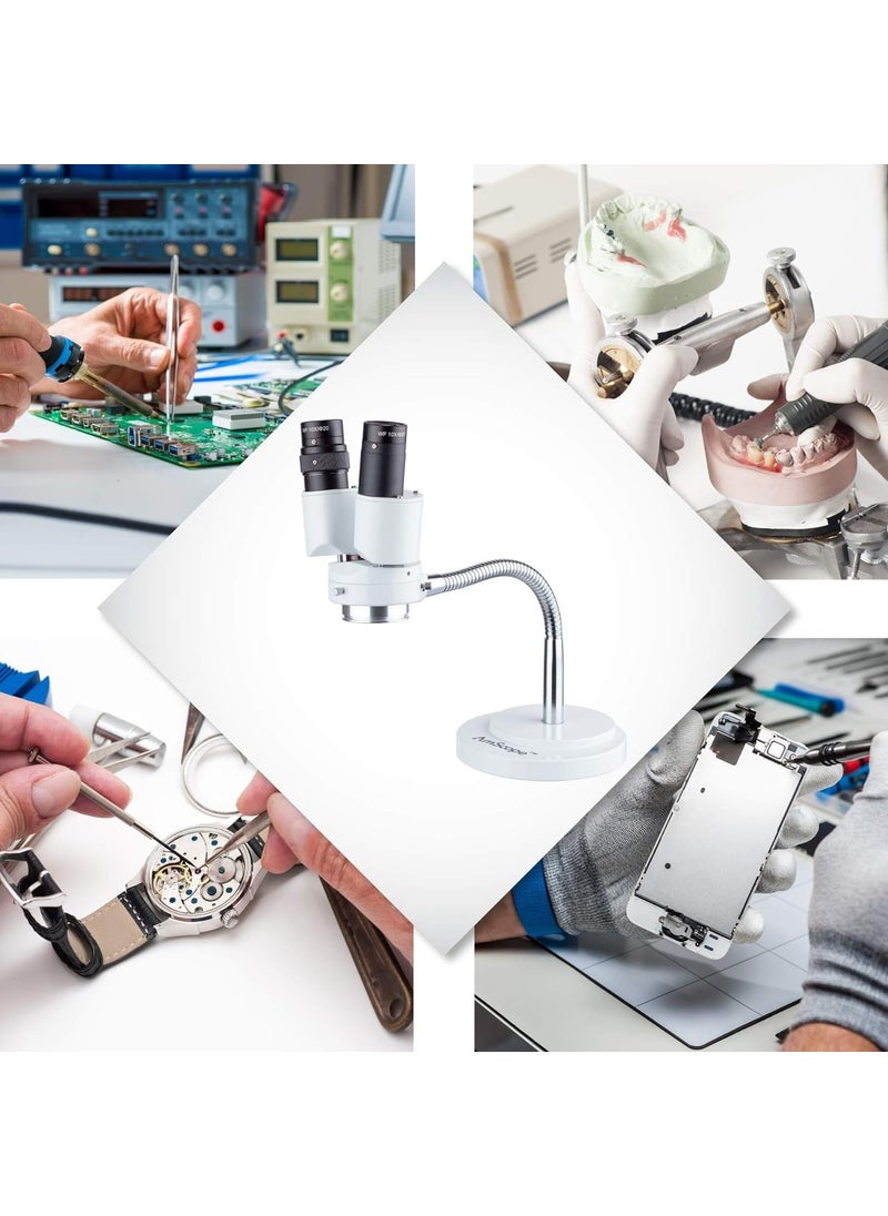 AmScope AmScope  8X Magnification Binocular Stereo Microscope w 360 Revolve  Dental Lab Electronic Repair Soldering Shop Gooseneck Illuminator  SE508  - Image 5