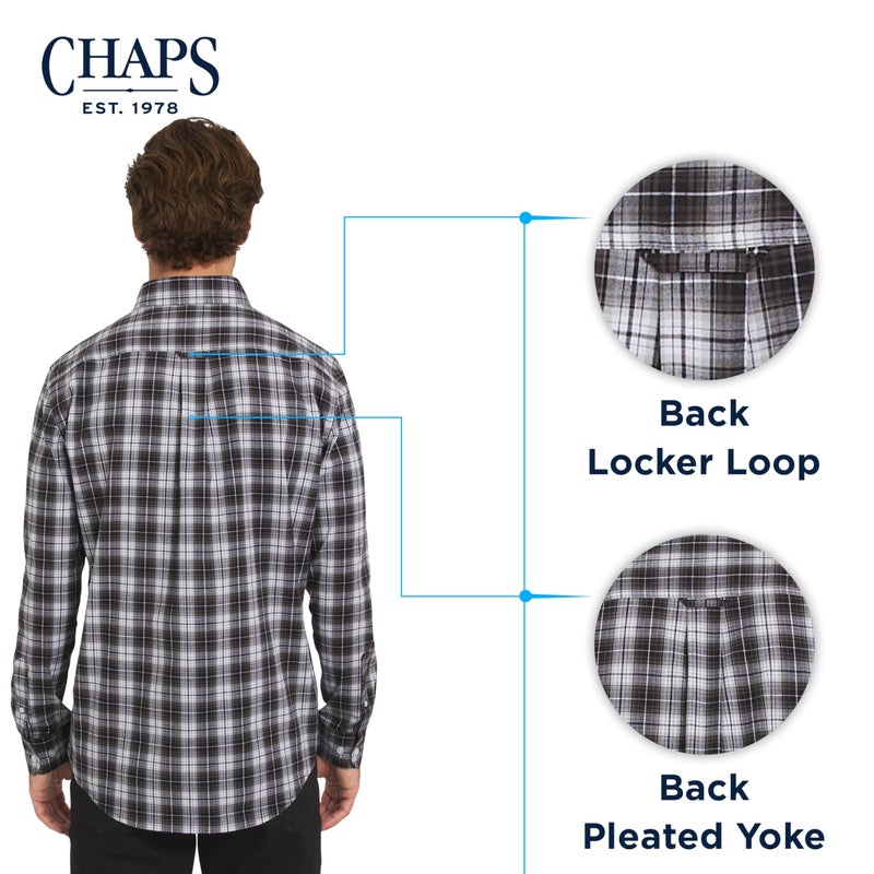 Chaps Men's Classic Fit Long Sleeve Button Down Stretch Poplin Casual Shirt, Asphalt, XX-Large - Image 5