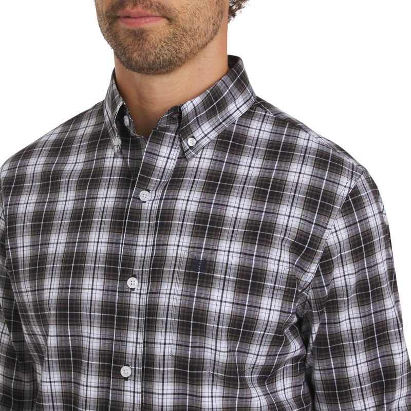 Chaps Men's Classic Fit Long Sleeve Button Down Stretch Poplin Casual Shirt, Asphalt, XX-Large - Image 2