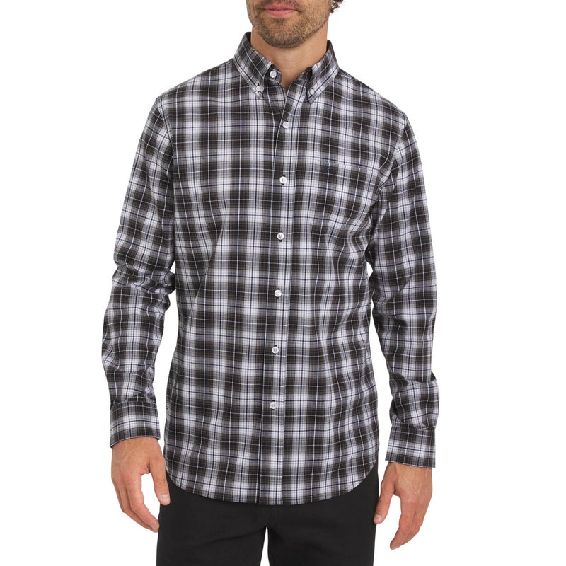 Chaps Men's Classic Fit Long Sleeve Button Down Stretch Poplin Casual Shirt, Asphalt, XX-Large - Image 1