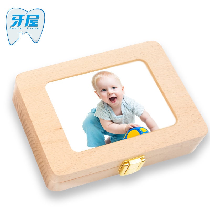 Tooth House Children Boys And Girls Fetal Hair Teeth Box English And Japanese Fetal Hair Teeth Wooden Storage Box Gift - Image 2
