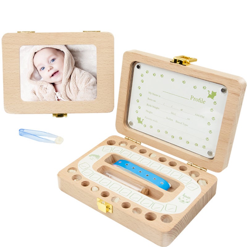 Tooth House Children Boys And Girls Fetal Hair Teeth Box English And Japanese Fetal Hair Teeth Wooden Storage Box Gift - Image 3