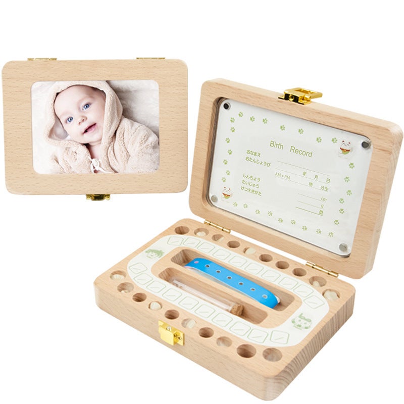 Tooth House Children Boys And Girls Fetal Hair Teeth Box English And Japanese Fetal Hair Teeth Wooden Storage Box Gift - Image 1