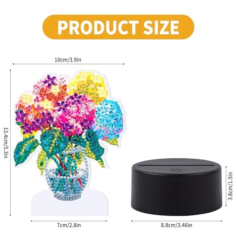 ALKALO Diamond Painting Night Light Diamond Painting Kits for Adults Desktop Ornaments for Table Tabletop Decor Diamond Art Accessories for Adult Beginner Touch Lamp for Bedrooms Living Room Flower - Image 3