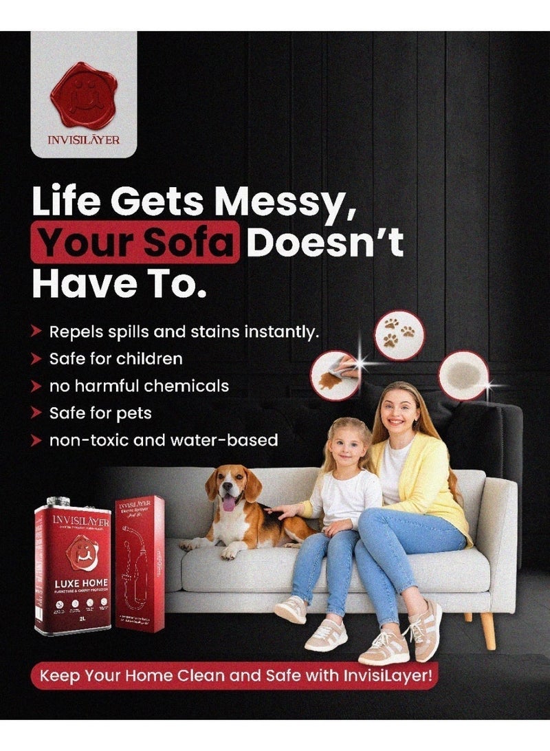 Invisilayer Fabric Protector Spray 2L | Liquid & Stain Repellent Fabric & Leather Spray for Sofa, Car Seats, Baby Seats, Push Chairs, Upholstery, Carpet, Curtains & All Furniture Fabrics - Image 4