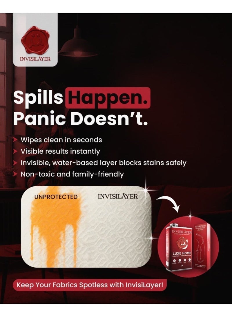 Invisilayer Fabric Protector Spray 2L | Liquid & Stain Repellent Fabric & Leather Spray for Sofa, Car Seats, Baby Seats, Push Chairs, Upholstery, Carpet, Curtains & All Furniture Fabrics - Image 5