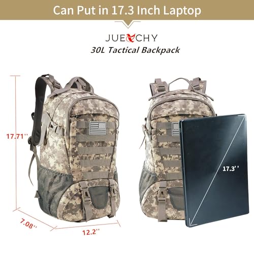 Jueachy Tactical Backpack for Men Hiking Day Pack Molle Military Rucksack Waterproof 30L EDC Bag with USA Flag Patch ACU Style - Image 2