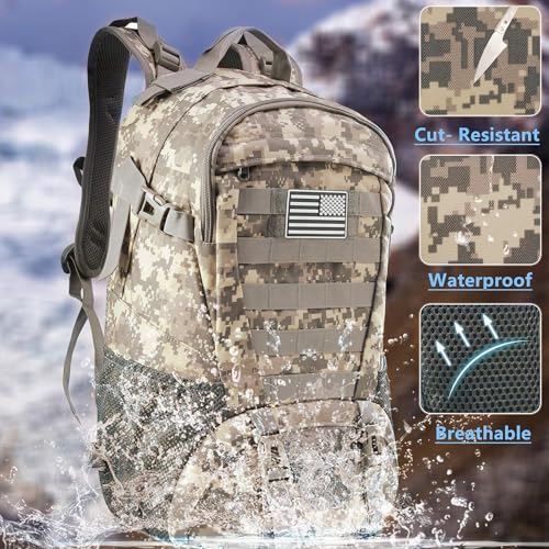 Jueachy Tactical Backpack for Men Hiking Day Pack Molle Military Rucksack Waterproof 30L EDC Bag with USA Flag Patch ACU Style - Image 3