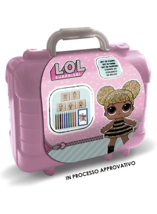 Multiprint Tashe Travel Set LOL Surprise, Made in Italy, Colouring Book, with Puzzles and Colouring Pencils, Stamp Set Children, in Wood and Natural Rubber, Non-Toxic Washable Ink, Gift Idea, - Image 3