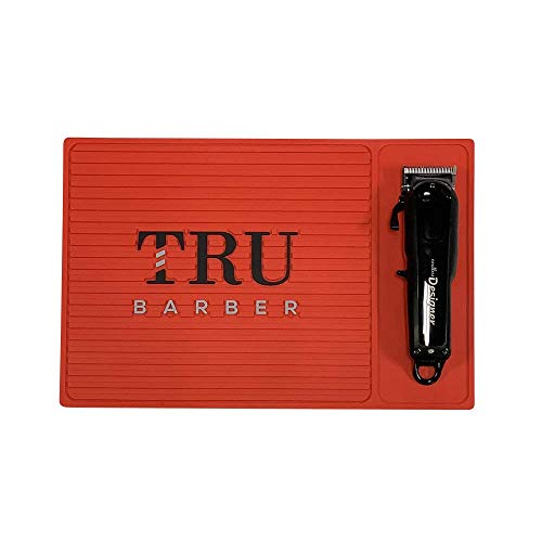 TRU BARBER ORGANIZER MAT 14”X 9” (RED) Flexible PVC Station Mat, Professional Mat, Salon and Barbershop work Station pads, Beauty salon tools hairstylist, Counter mat for clippers, Anti slip - Image 2