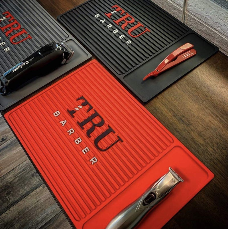 TRU BARBER ORGANIZER MAT 14”X 9” (RED) Flexible PVC Station Mat, Professional Mat, Salon and Barbershop work Station pads, Beauty salon tools hairstylist, Counter mat for clippers, Anti slip - Image 3