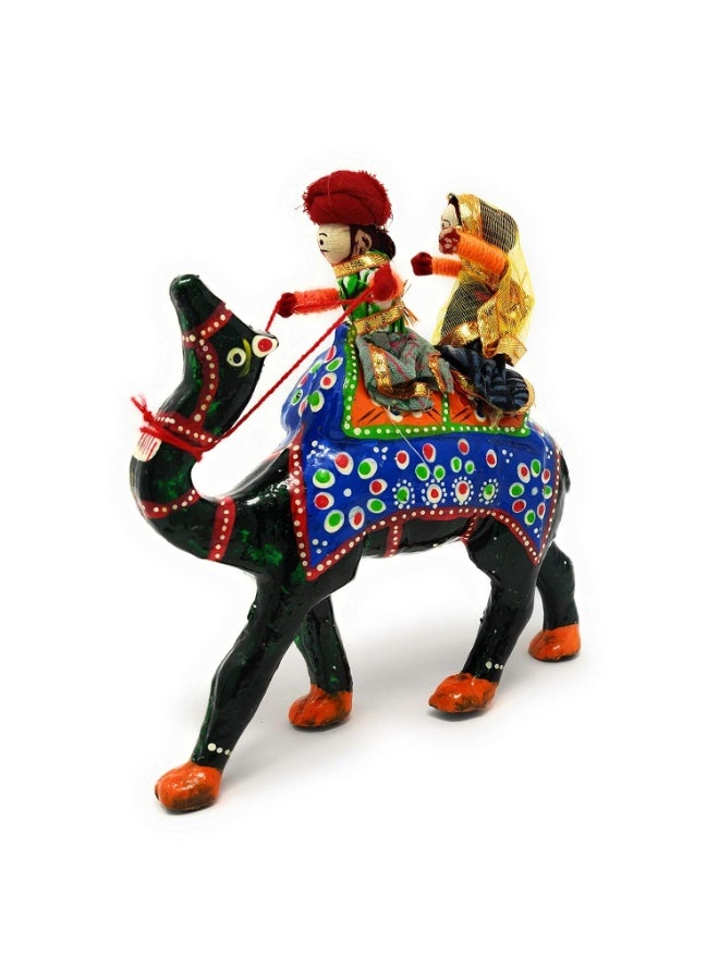 JH Gallery Handmade Recycled Material Figurines Rajasthani Doll Couple Rider Idol Showpiece, Multicolor (18 * 16 * 5cm) (Camel) - Image 3