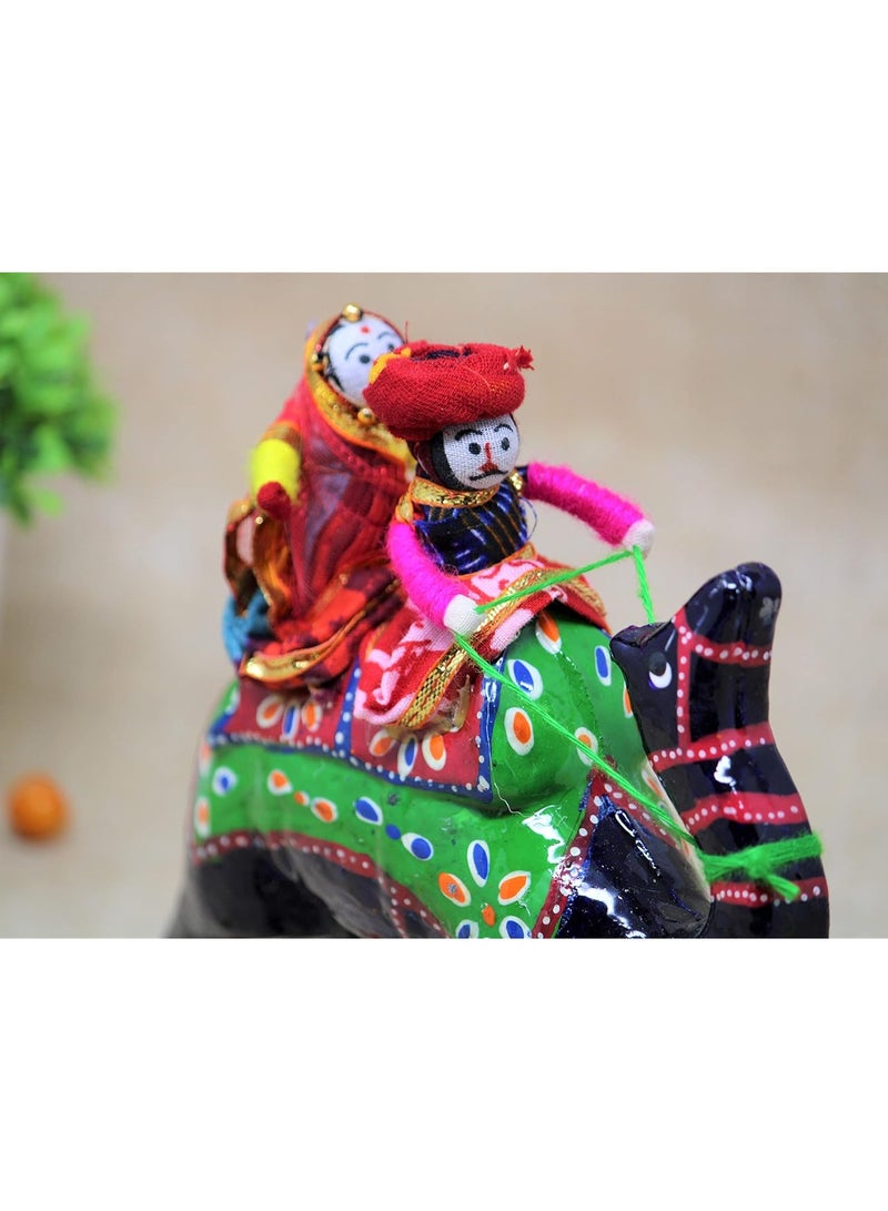 JH Gallery Handmade Recycled Material Figurines Rajasthani Doll Couple Rider Idol Showpiece, Multicolor (18 * 16 * 5cm) (Camel) - Image 4