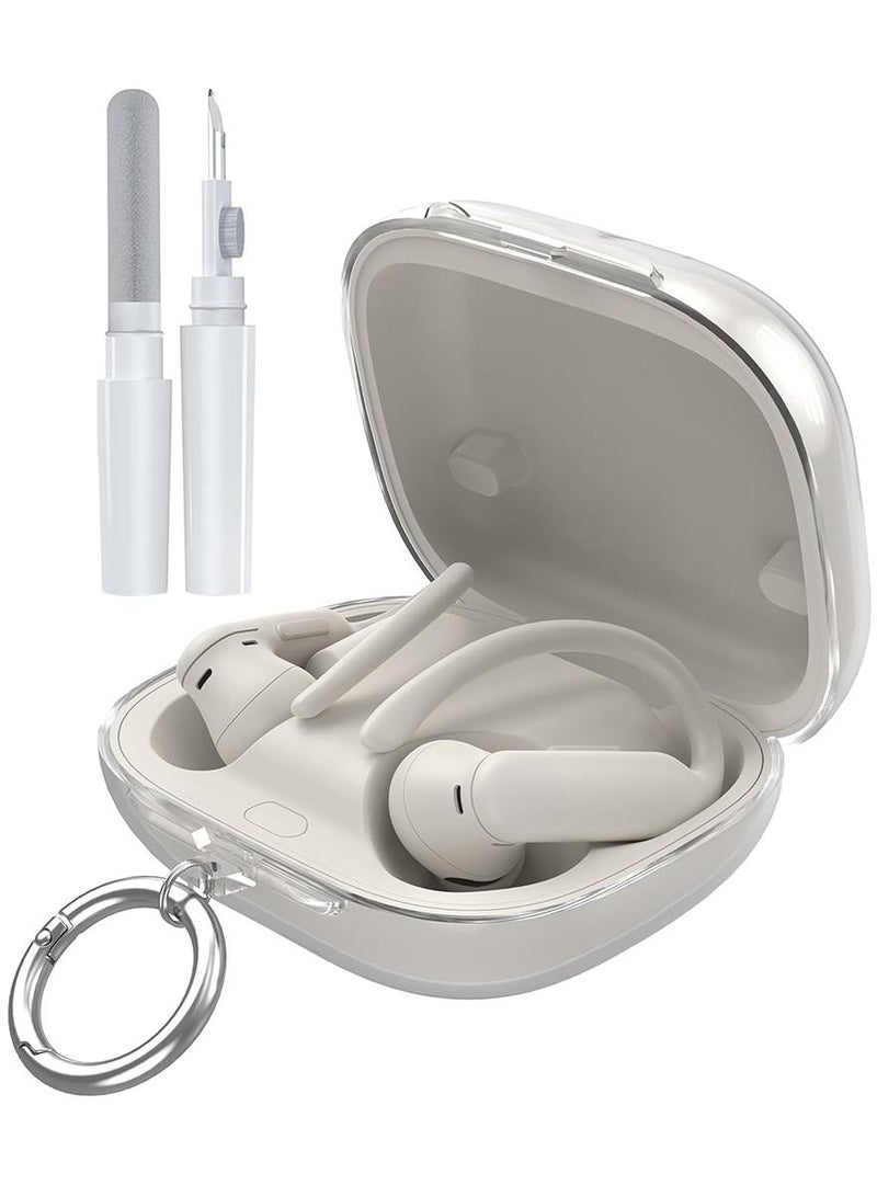 Transparent Case for beats Powerbeats Pro 2, Soft Cover with Carabiner Cleaning Kit  - Image 1