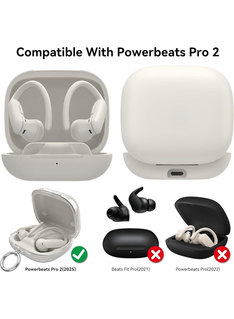 Transparent Case for beats Powerbeats Pro 2, Soft Cover with Carabiner Cleaning Kit  - Image 2