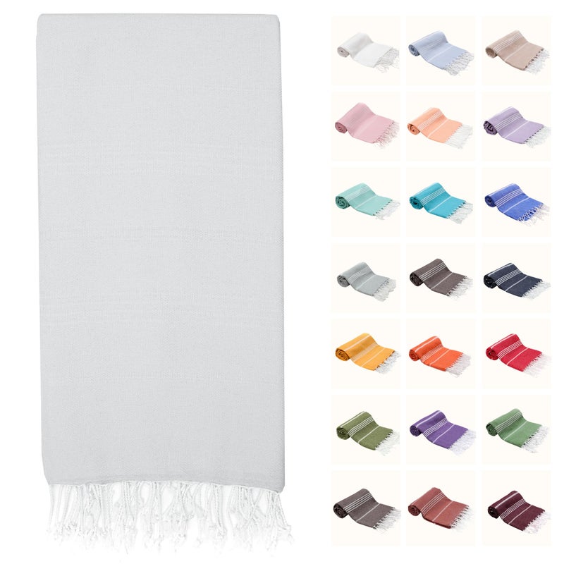 PARKOZ Turkish Beach Towel Oversized 100 Cotton QuickDry SandFree Blanket 72x40 UltraAbsorbent Lightweight Compact Pool Towel for Beach Travel Spa Gym Camping TieDye White