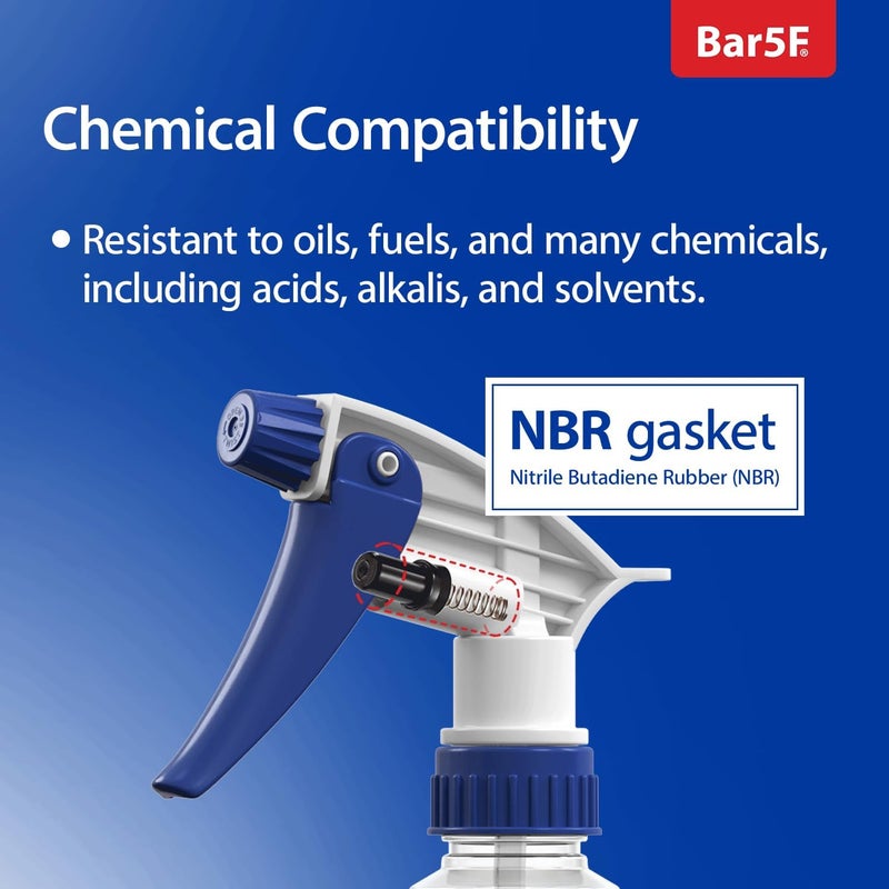 Bar5F Set of 2 Premium Empty 16 oz Spray Bottles, NBR Gasket - Superior Hydrocarbon Resistance - Ideal for Auto Detailing & Industrial Cleaning - Image 2